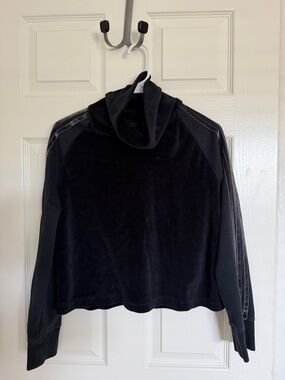 adidas Black Velour Funnel Neck Sweatshirt S